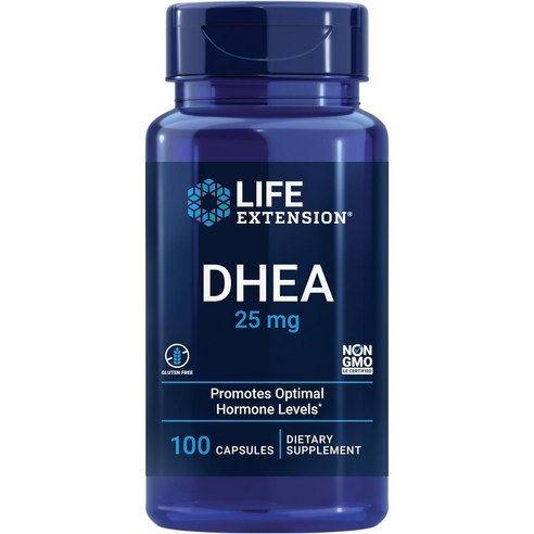 라이프 익스텐션 DHEA 25mg 100 캡슐 스트레스 호르몬 수치 완화 100정, 1개
