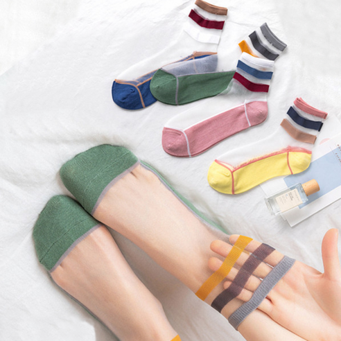 발랄함과 시원함을 동시에! 여름 스타일 고민, 에멜강스 시스루 양말 세트로 해결! 시스루양말에멜강스