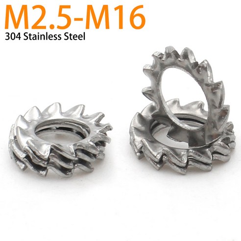 10 50pcs M2 M3 M4 M5 M6 M8 M10 M12 M14 M16 GB862 A2 304 스테인레스 스틸 외부 톱니 모양의 잠금 와셔 가스켓