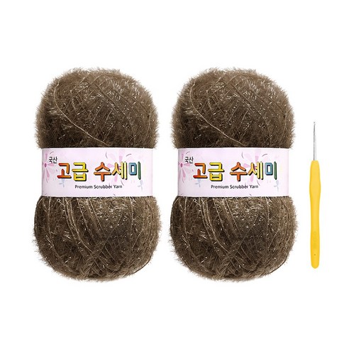 울클럽 별꽃수세미 DIY 고급수세미실 80g 2볼 + 코바늘 6호 (동영상제공), 175카키브라운