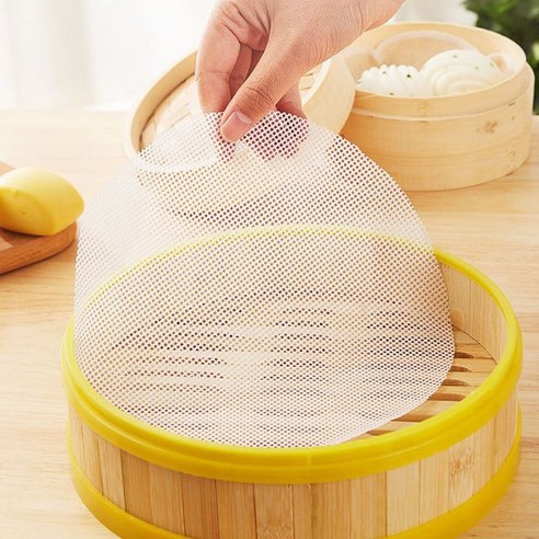 실리콘 찜시트 20cm ~ 38cm(원직경) 만두 찜기 깔판, 실리콘 찜시트(노랑망사)_28, 1ea, 1개 실리콘떡깔판 9 실리콘 만두 찜기 시트 찜판 원형 깔개 푸드매쉬 찜요리 깔판, 28cm, 28cm