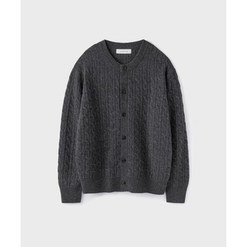 유니온블루 UNION BLUE CABLE WOOL CROP CARDIGAN CHARCOAL