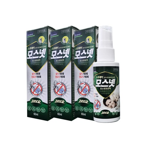동국제약 모기 기피제 진드기 기피제 모스넷스프레이, 3개, 60ml