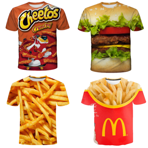 음식 프린트 티셔츠 햄버거 반팔티 쓸데없는선물 재미있는선물