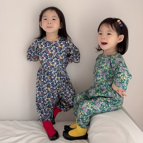아이스토리키즈 여름봄꽃9부플리츠 바지고쟁이상하세트 유아동 상하복