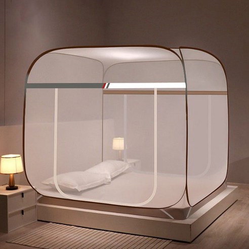 라라공방 원터치 텐트형 바닥있는 디펜스 낙하방지 침대 사각 모기장 1p