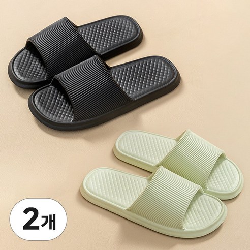 거실용슬리퍼 거실 남녀 커플 실내화 여성 실내슬리퍼, 2개, 블랙그린