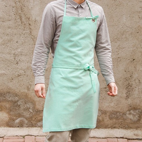 GU 앞치마 홈 주방 린넨 코트 요리 베이킹 케이크 우유 차 숍 남자 작업복 귀여운 일본식 여성 맞춤형, 라이트 그린