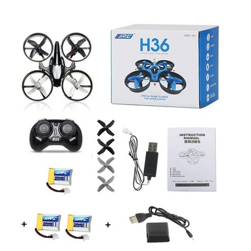 드론 부품 수업 실습용 미니 JJRC H36 RC 마이크로 Quadcopters 2.4G 6 축 헤드리스 모드 한 키 반환 헬리콥터 대 H8 최고의 장난감, [09] H36 Black1bat5 Light