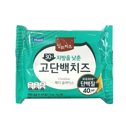 매일 상하치즈 30%지방을 낮춘 고단백치즈 180g(10매)X10개입(총100매)/냉장무배