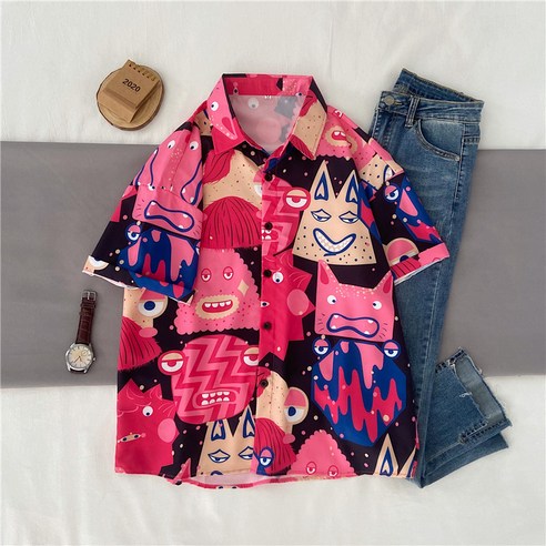 YANG 꽃 셔츠 여성 디자인 틈새 반팔 봄 여름 얇은 한국어 스타일 루즈 탑 홍콩 스타일 소금 셔츠