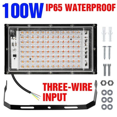 온실천막 phytolamp for plants light 200w led 성장 빛 phyto lamp full spectrum bulb 수경 램프 온실 꽃 씨앗 성장 텐트, 100w 플러그 없음, 3년 보증