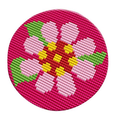 초보자를 위한 1 세트 래치 후크 러그 키트 자수 패키지, 핑크 꽃, 대마