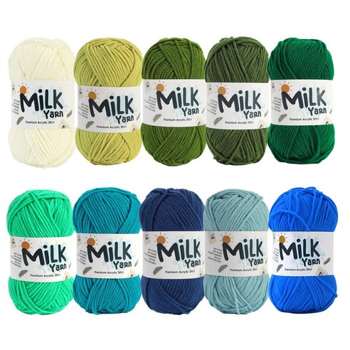니뜨 밀크얀 뜨개실(50g) x10종 세트, 그린블루, 1개