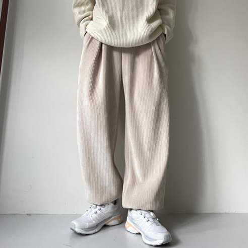 르위 코듀로이 밴딩 와이드 팬츠 남녀공요 3color