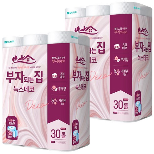 부자되는집 녹스데코 3겹 30m 30롤 x 2팩 화장지 휴지, 단품