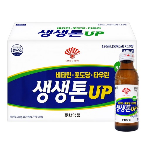 동화제약 생생톤UP 활력드링크 비타민+포도당+타우린, 120ml, 10개