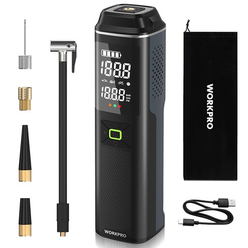 WORKPRO 포터블 무선 타이어 에어 펌프 7500mAh 전동 에어 펌프 세트 12V 다용도 타이어 공구 에어 펌프 - 공기압게이지/측정기 | 쿠팡
