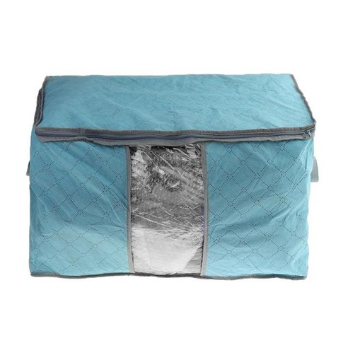 지퍼가 달린 담요 보관 주최자 가방 편안한 직물 통기성 방진 용기 옷장 (19x11x20in), 블루, 부직포