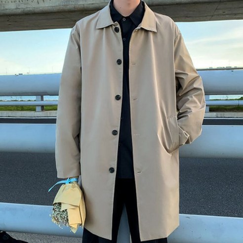 남성용 간절기 데일리 트렌치코트 블랙 베이지 대학생