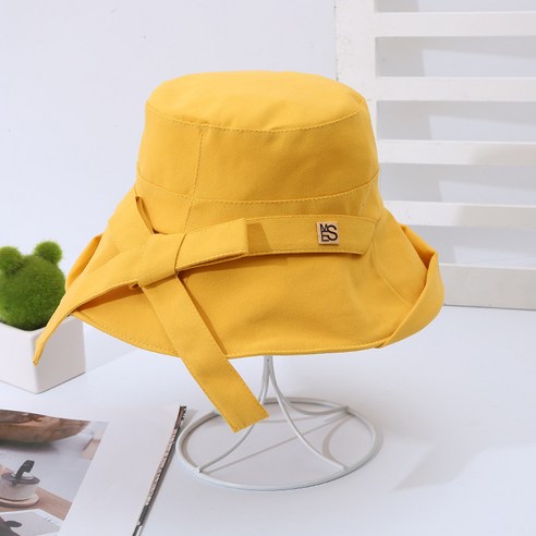 【등산모】어부 모자 여성 여름 태양 차양 태양 증명 분지 모자 스타일 모든 일치 솔리드 컬러 일본식 대형 가장자리 자외선 모자, 옐로우