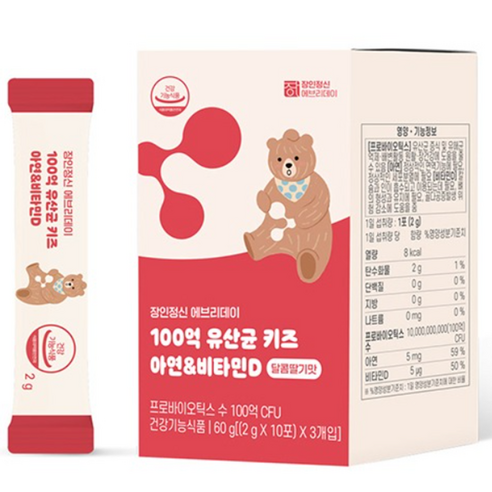 장인정신에브리데이 100억 유산균 키즈 아연 & 비타민D 30p, 60g, 2개