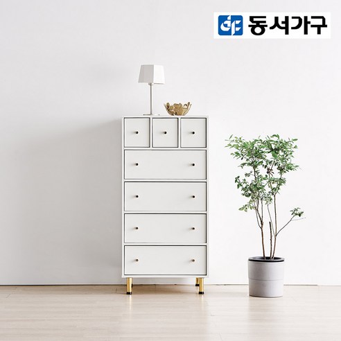 동서가구/착불 네오 600 5단 7칸 깊은 서랍장 DF919962, 화이트