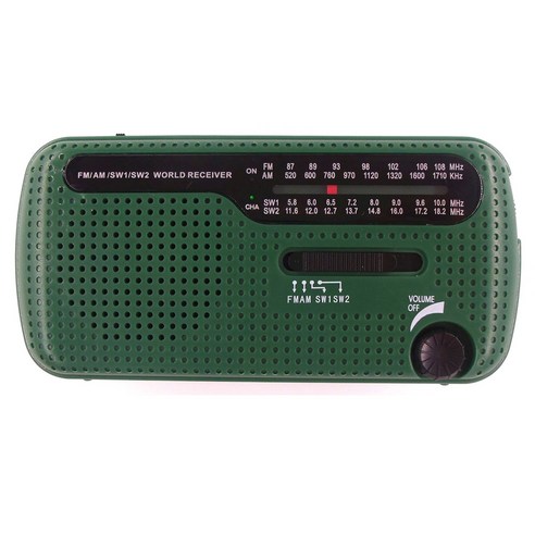 핸드 크랭크 라디오 휴대용 AM/FM/SW1/SW2 라디오 1200mAh 태양 전지(SOS 알람 포함), [01] 그린