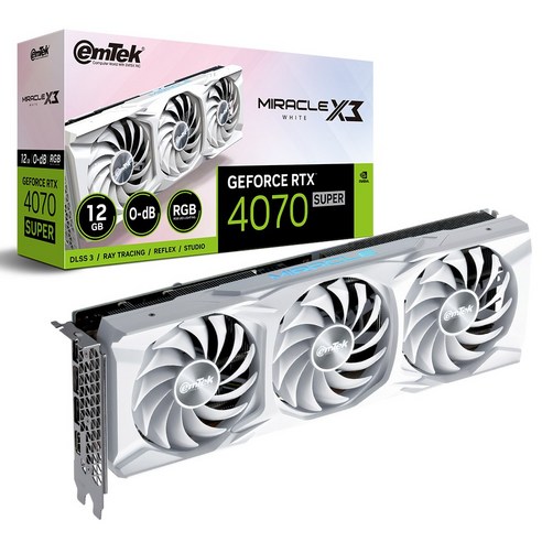 이엠텍 지포스 RTX 4070 SUPER MIRACLE X3 WHITE D6X 12GB 그래픽카드