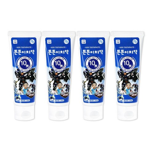 튼튼이치약블루베리향 튼튼이치약딸기향, 헬로카봇 천연블루베리향 80g 4개