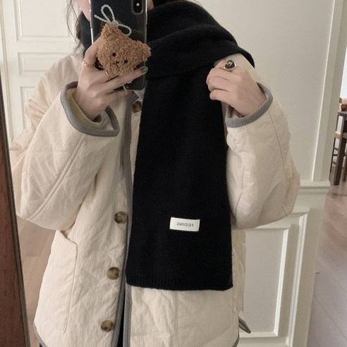 룸앤코지 남녀공용 가을 겨울 포근 니트 목도리 데일리 무지 머플러