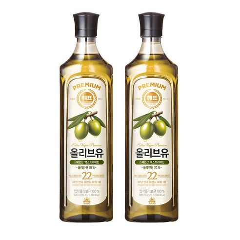 해표 압착올리브유900ml 2입, 900ml