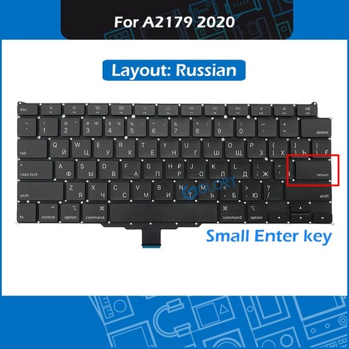 한손키보드 노트북 교체 맥북 에어 13 인치 A2179 미국 영국 RU FR SP IT GER 레이아웃 EMC 3302 2020 년 신제품, 없음, 1개