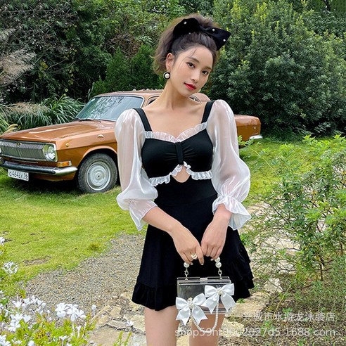 KORELAN 수영복 여온천 보수, 검정색, M