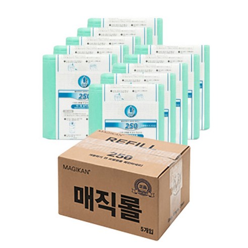매직캔 리터챔프 반려동물 휴지통 16L+스쿱 기본리필장착-M250LS, 1개, 02_리필구매5롤-250R5B