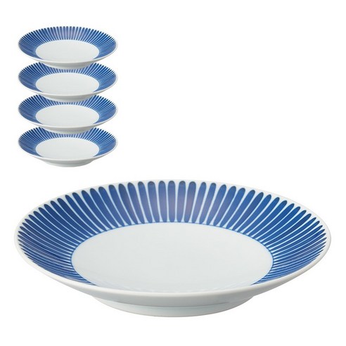 무인양품 MUJI 자기 하사미야키 접시 15cm 5p, 세로 줄무늬