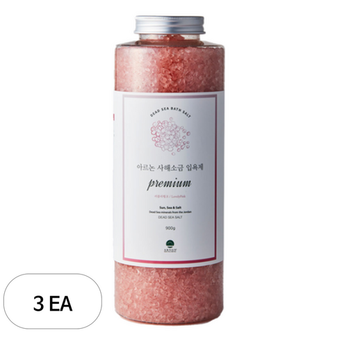 아르논 사해소금 프리미엄 입욕제 러블리핑크 꽃향, 3개, 900g