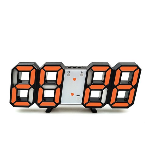볼파스 무소음 3D LED 인테리어 감성시계, 블랙오렌지