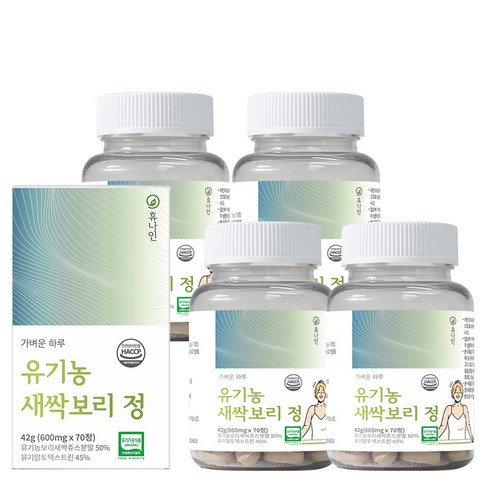 휴나인 가벼운 하루 유기농 새싹보리 70정, 4개