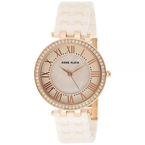 anne Klein 앤 클라인 스와로브스키 클리스탈 악센트 여성용 손목시계 로즈골드/라이트 핑크 세라믹 AK/2130RGLP261996