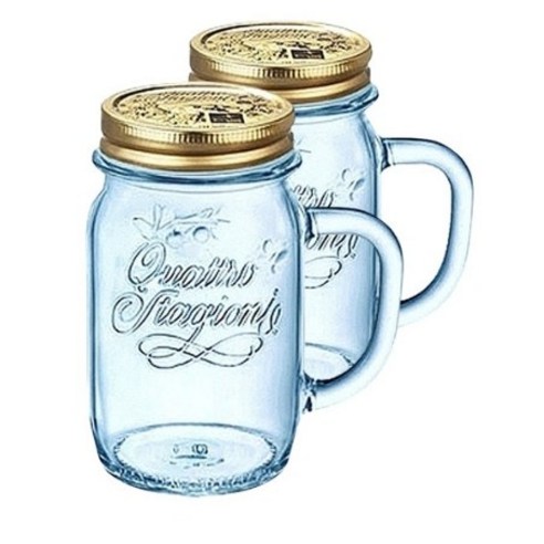 콰트로스타지오니 보르미올리 드링크 머그 블루, 450ml, 2개