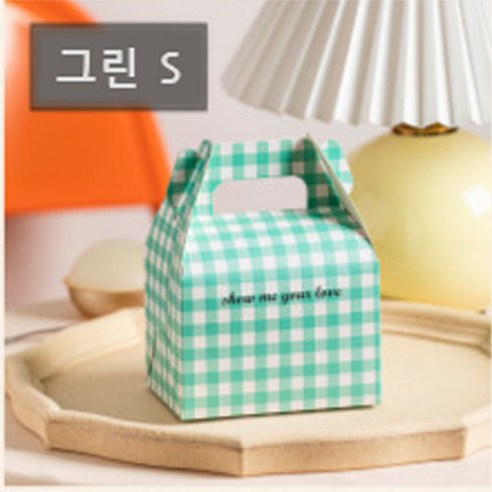 어썸 체크 답례품 선물 상자 쇼핑백, 그린