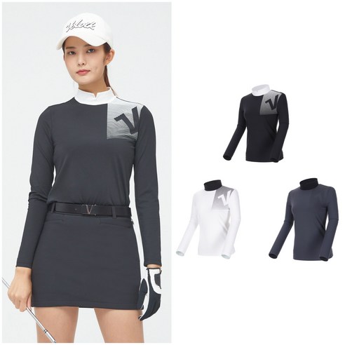 볼빅 여성용 골프 프린트 하이넥 티셔츠 VLTSL991