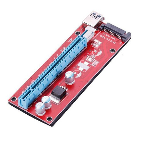 Retemporel 10개 VER007S PCI-E 라이저 카드 007S PCIE 1X - 16X 익스텐더 15Pin SATA 전원 60CM USB 3.0 케이블 BTC LTC 광부, 1