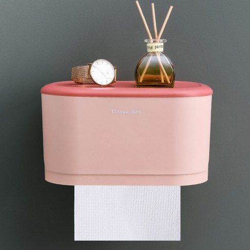 화장실 용품 가정용 대전세면대 화장실 욕실 휴지 수납함 신기 선반 벽걸이, 큰 휴지통(핑크)