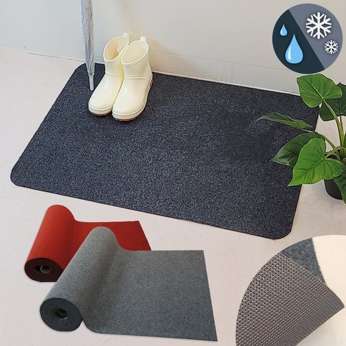 국산 얇은 빗물 흡수 레인매트 – 비 오는 날 필수, 다용도 현관매트 (S, M, L 사이즈 선택 가능), 레드와인 색상, 사각 및 라운드 형태, M 사이즈 (120x90cm), 1개