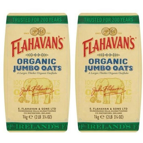 [영국발송] 1팩 플라하반 아이리쉬 오가닉 점보 오트밀 1kg Flahavan's Irish Organic Jumbo Oats, 1개