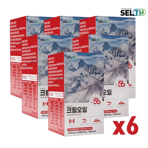 크릴오일 60캡슐 인지질56% 캐나다 (넉넉한유통기한), 60정, 500mg, 6개