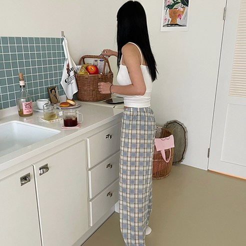 체크 파자마 잠옷 바지