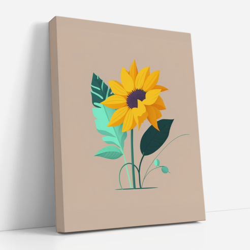 아트앤코 인테리어 캔버스 액자 50x40cm, 깔끔한 플랫 해바라기